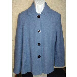 LAND'S END Wool Coat, Light Blue, large buttons size Large 12P